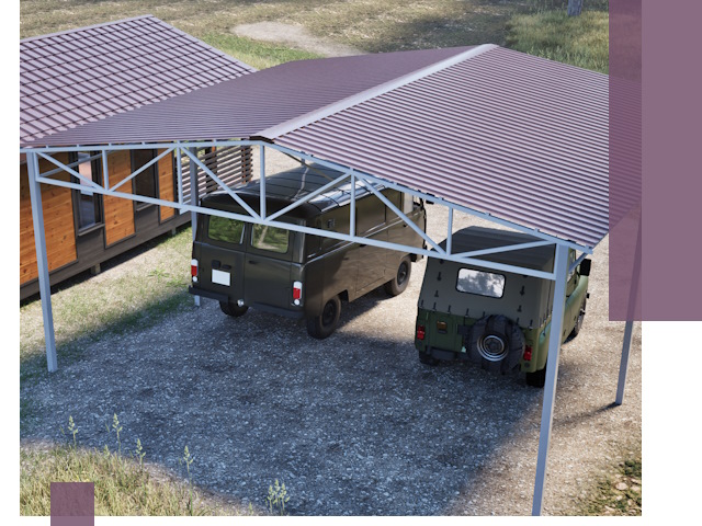 Двускатные навесы под ключ в Россоши — изготовление и монтаж